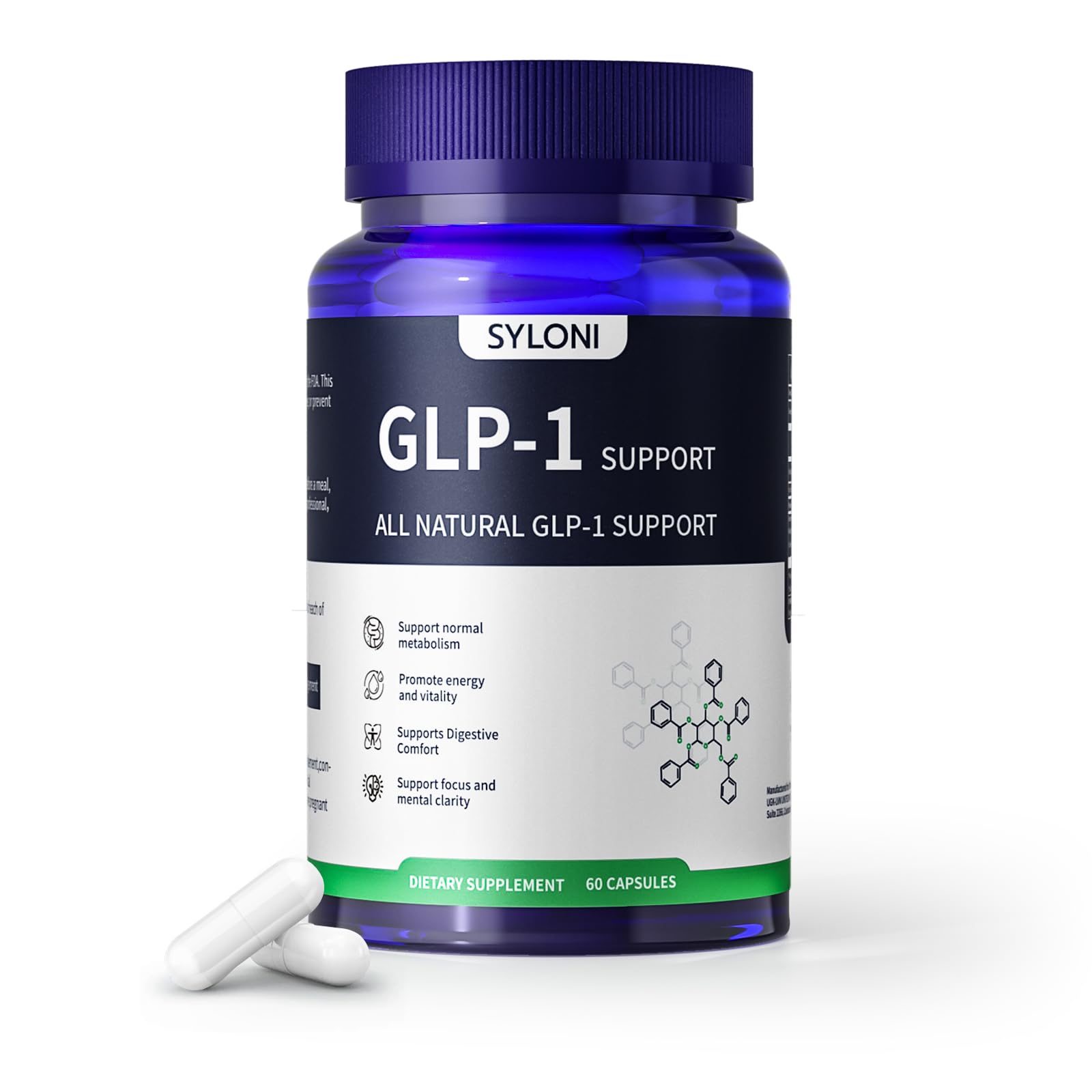 Syloni GLP-1 Natural Weight Management Capsules | Metabolism, Appetite & Energy Support | 60 Capsules