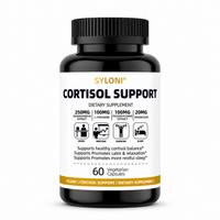 Syloni Cortisol Support dietary supplement bottle with 250mg Ashwagandha, 60 vegetarian capsules for stress relief and evening relaxation