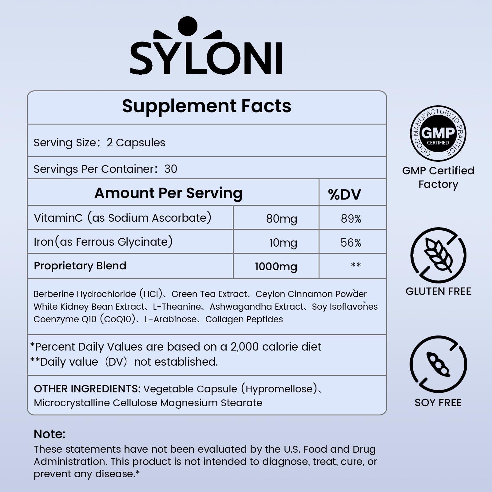 Syloni GLP-1 Natural Weight Management Capsules | Metabolism, Appetite & Energy Support | 60 Capsules