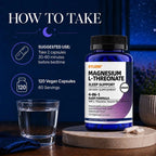 Magnesium L-Threonate Sleep Support Capsules, Brain Health & Calm Relaxation Supplement with L-Theanine, Vitamin B6 & Low-Dose Melatonin 1mg, 120 Vegan Capsules, 60 Servings
