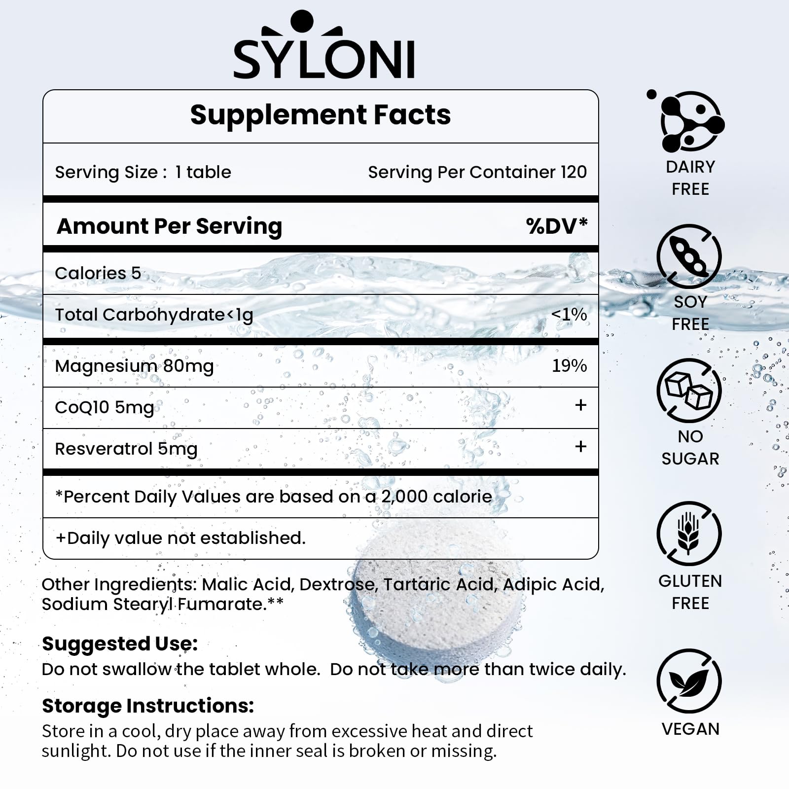 Syloni Hydrogen Water Tablets | 12 PPM H2 + Magnesium | Antioxidant, Energy & Cellular Health – 120 Servings