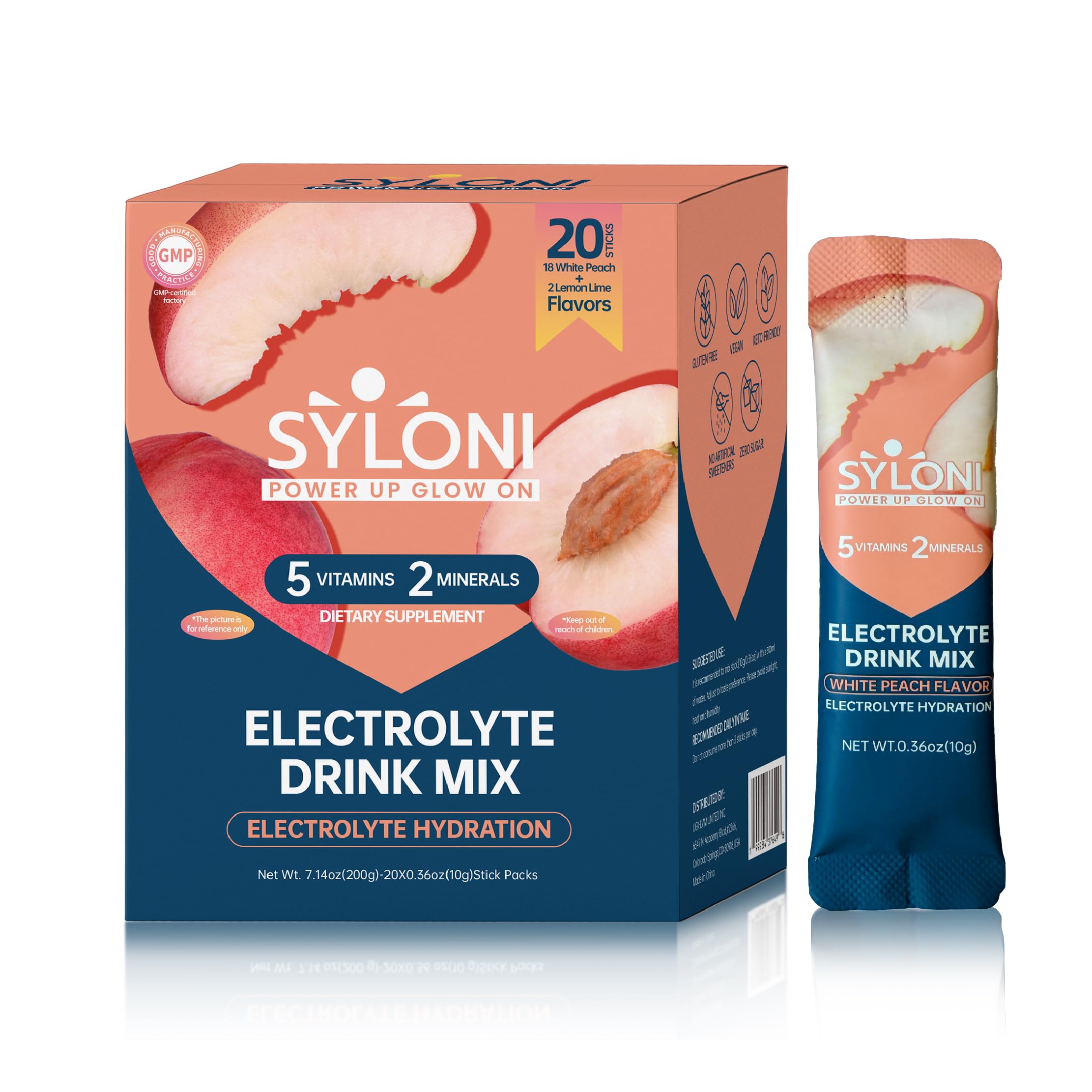 Syloni Electrolyte Powder Sticks | Sugar-Free Hydration Packets with 7 Vitamins & Electrolytes | Keto, Vegan, Gluten-Free | 6 Flavors