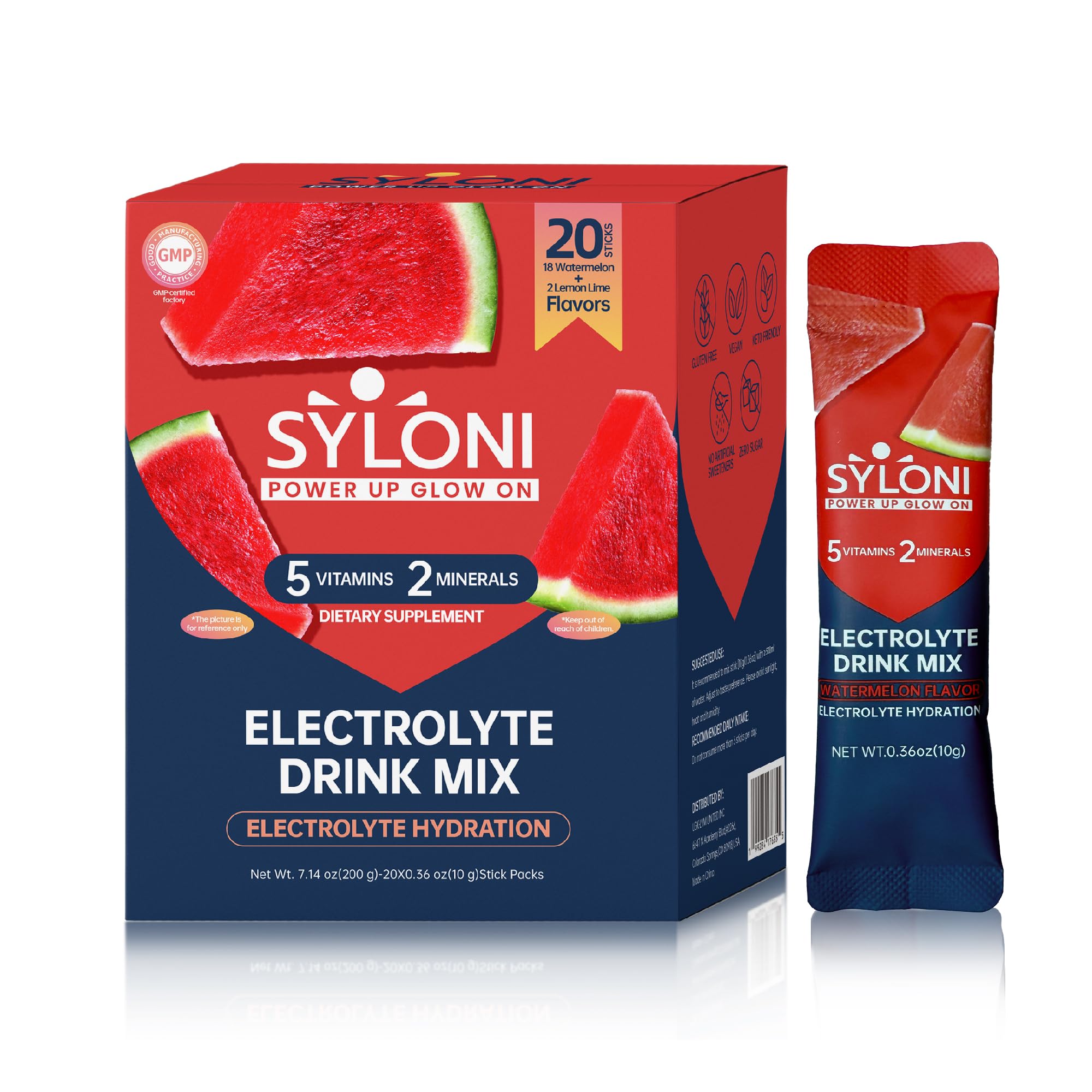 Syloni Electrolyte Powder Sticks | Sugar-Free Hydration Packets with 7 Vitamins & Electrolytes | Keto, Vegan, Gluten-Free | 6 Flavors