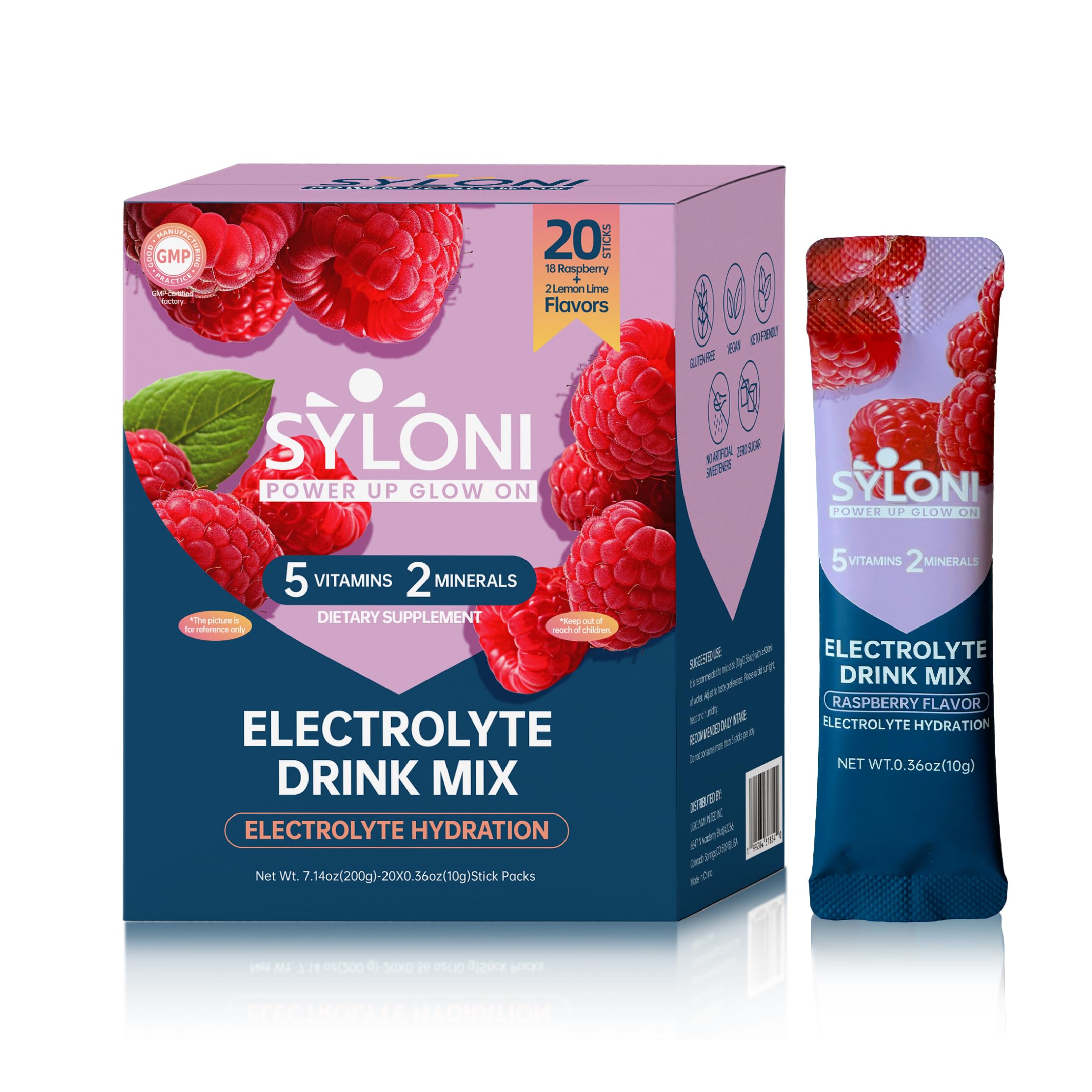 Syloni Electrolyte Powder Sticks | Sugar-Free Hydration Packets with 7 Vitamins & Electrolytes | Keto, Vegan, Gluten-Free | 6 Flavors