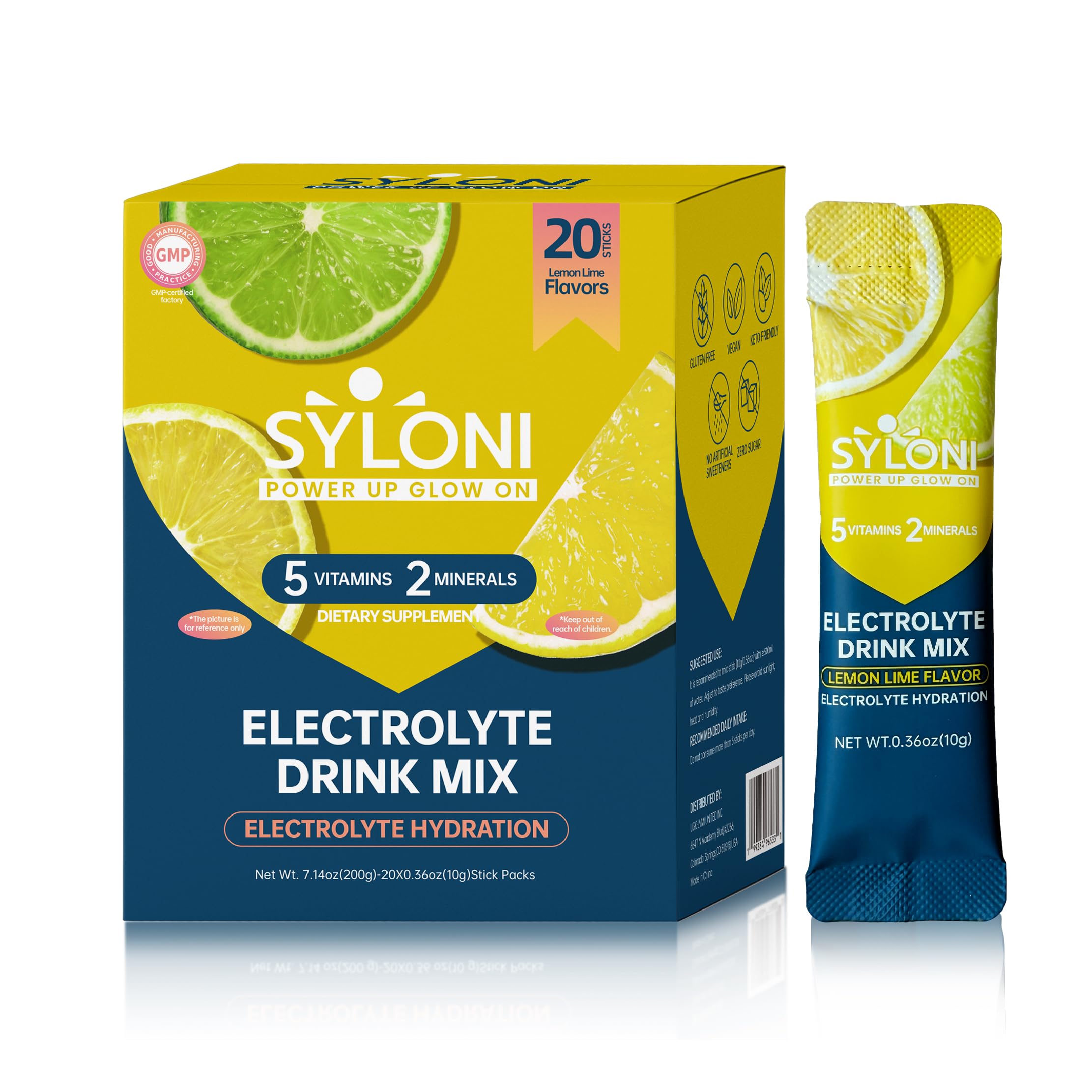 Syloni Electrolyte Powder Sticks | Sugar-Free Hydration Packets with 7 Vitamins & Electrolytes | Keto, Vegan, Gluten-Free | 6 Flavors
