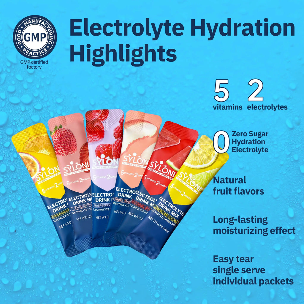 Syloni Electrolyte Powder Sticks | Sugar-Free Hydration Packets with 7 Vitamins & Electrolytes | Keto, Vegan, Gluten-Free | 6 Flavors Syloni