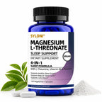 Magnesium L-Threonate Sleep Support Capsules, Brain Health & Calm Relaxation Supplement with L-Theanine, Vitamin B6 & Low-Dose Melatonin 1mg, 120 Vegan Capsules, 60 Servings Syloni