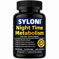 Syloni Night Time Metabolism dietary supplement bottle with 60 vegetarian capsules for sleep and overnight metabolic support